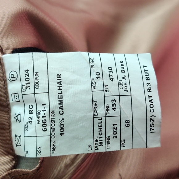 Jos. A Bank 42R 100% Wool Camel Hair "Mitchell" Sport Coat Blazer Jacket - Picture 13 of 14